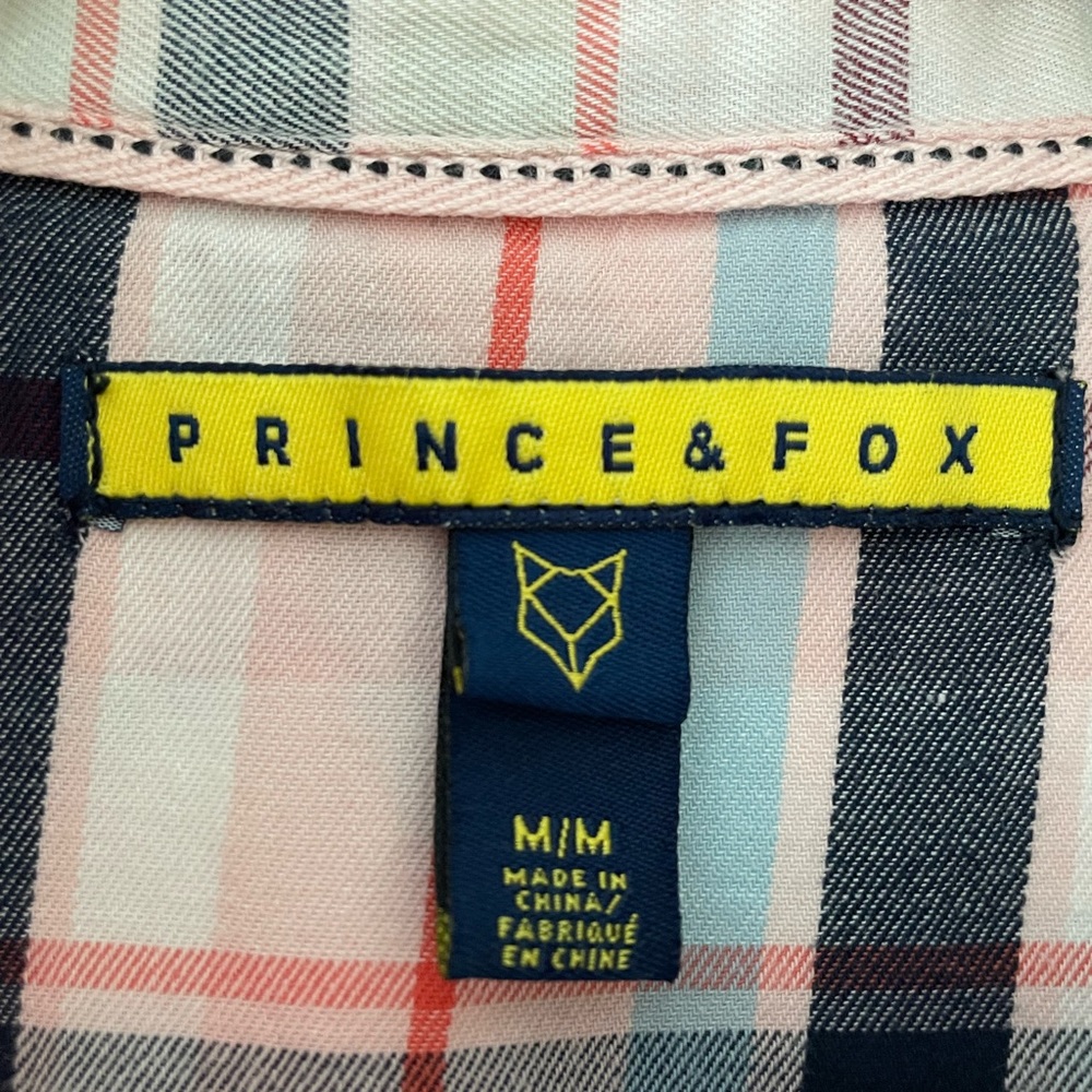 Prince & Fox plaid blue pink and red button-down shirt long sleeve, Sz M - Picture 2 of 12